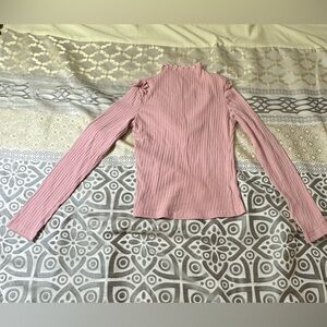 Shein Pink Ribbed Long Sleeve Top